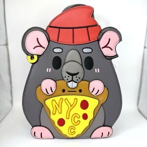 Squishable Pizza Rat Backpack NYCC‎ 2024 Limited Edition Gray Faux Leather NWT